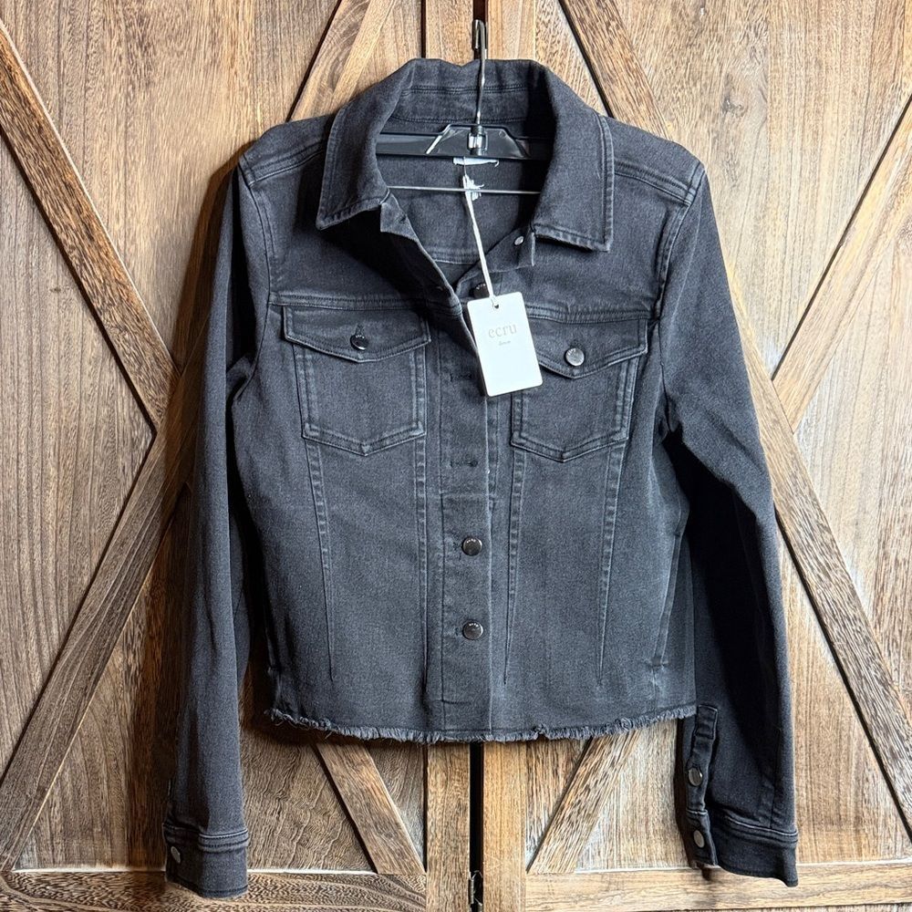Ecru Dark Gray Denim Jacket